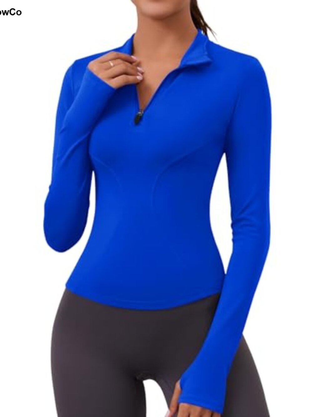 Long Sleeve Quarter Zip Workout Top Crop Thumbholes